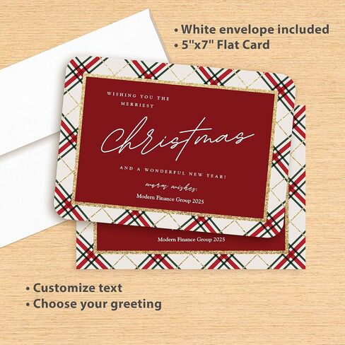 Let's Make Memories Personalized Business Christmas Cards with Envelopes - Premium Quality - 5x7-2025 Holiday Cards & White Envelopes - Rustic Tartan - 15 ct in Saudi Arabia