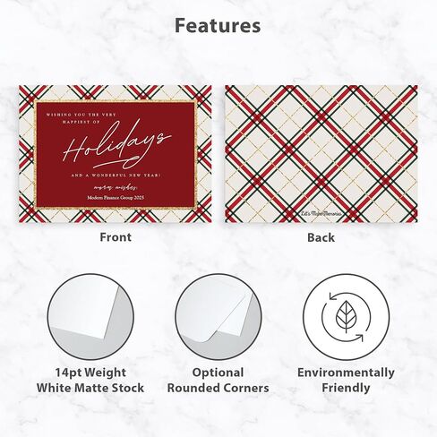 Let's Make Memories Personalized Business Christmas Cards with Envelopes - Premium Quality - 5x7-2025 Holiday Cards & White Envelopes - Rustic Tartan - 15 ct in Saudi Arabia