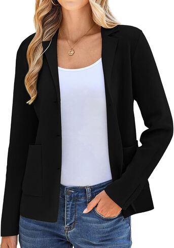 Women's Long Sleeve Casual Blazer Work Office Bussiness Jacket with Pocket in Kuwait