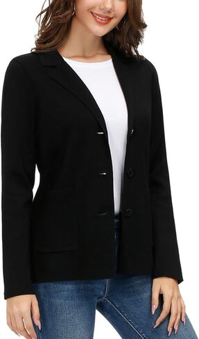 Women's Long Sleeve Casual Blazer Work Office Bussiness Jacket with Pocket in Kuwait