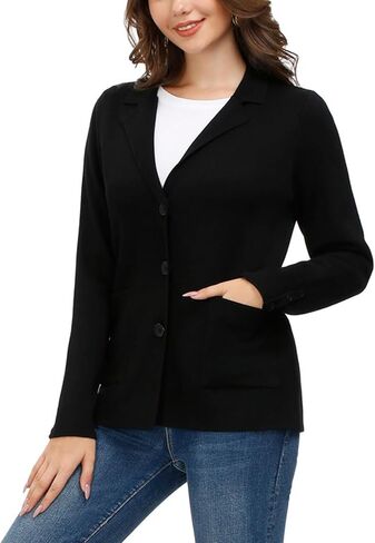 Women's Long Sleeve Casual Blazer Work Office Bussiness Jacket with Pocket in Kuwait