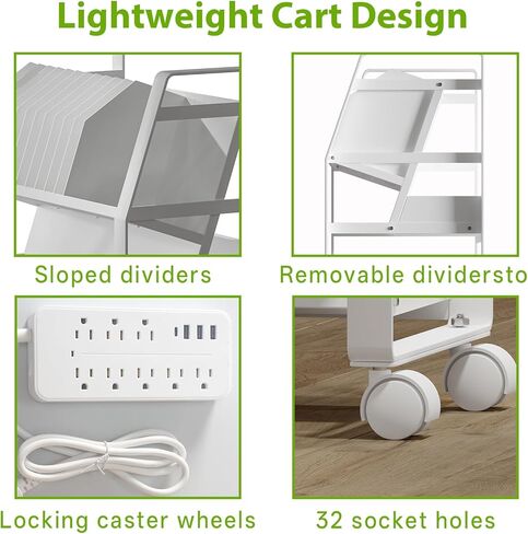 عربة Chromebook، عربة شحن Chromebook المحمولة لأجهزة iPad، عربة شحن الكمبيوتر المحمول، محطة شحن Chromebook للفصل الدراسي، متوافقة مع أي حجم شاشة، فواصل قابلة للإزالة in Kuwait