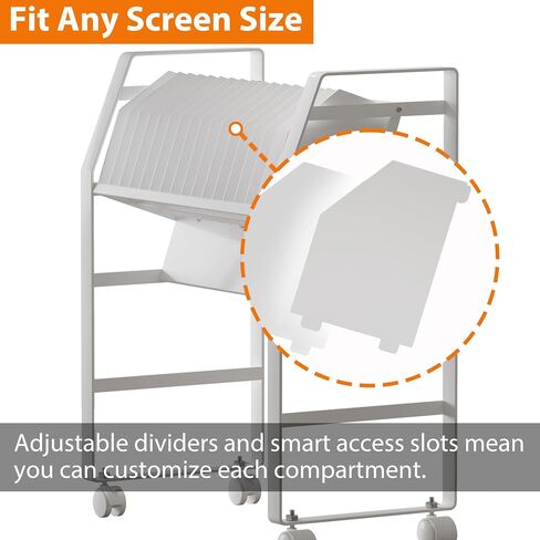 Charging Cart for Chromebooks, Laptops & iPads - 16 Adjustable Compartments, Open Design, Rolling Wheels & Surge Protection, White Steel Powder-Coated in Saudi Arabia
