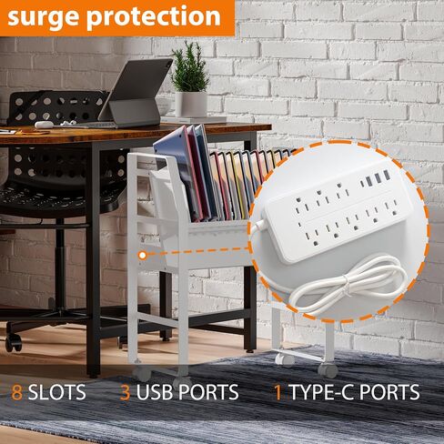 Charging Cart for Chromebooks, Laptops & iPads - 16 Adjustable Compartments, Open Design, Rolling Wheels & Surge Protection, White Steel Powder-Coated in Saudi Arabia