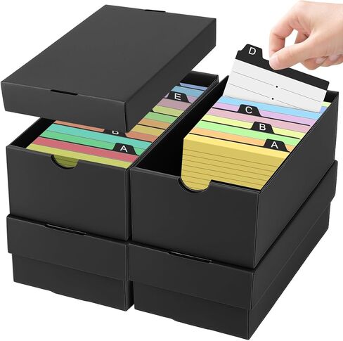 4Pack 3x5 Index Card Holder, Index Card Box Hold 4000 Cards, Flash Card Holder Index Cards Case 3x5 Note Card Organizer File Box Black Index Card Storage Box for 3''x5'' Notecard Flashcard Recipe Card in Kuwait