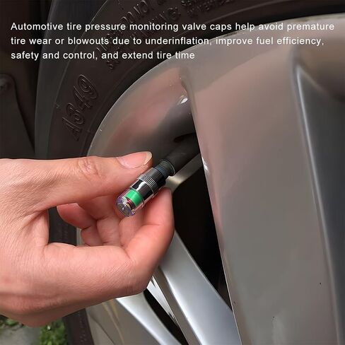 8PCS Tire Pressure Monitor Valve Stem Caps, 2.4 Bar 36PSI Pressure Monitor Stem Covers with 3-Color Eye Alert, Easy to Read Sensor Indicator Tire Valve Cap for Most Car Truck SUV (Silver) in Saudi Arabia