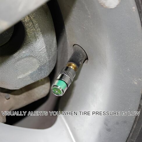 8PCS Tire Pressure Monitor Valve Stem Caps, 2.4 Bar 36PSI Pressure Monitor Stem Covers with 3-Color Eye Alert, Easy to Read Sensor Indicator Tire Valve Cap for Most Car Truck SUV (Silver) in Saudi Arabia
