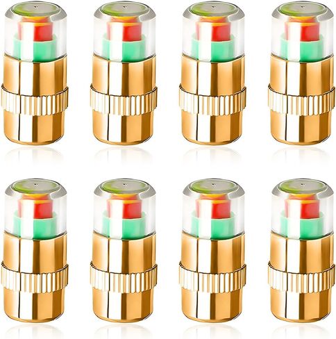 8PCS Tire Pressure Monitor Valve Stem Caps, 2.4 Bar 36PSI Pressure Monitor Stem Covers with 3-Color Eye Alert, Easy to Read Sensor Indicator Tire Valve Cap for Most Car Truck SUV (Silver) in Saudi Arabia