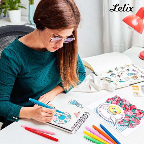 أقلام تحديد ذات 20 لونًا من Lelix، أقلام تحديد ذات ألوان متنوعة متوسطة النقاط لليوميات والكتابة وتدوين الملاحظات وتلوين المخطط، مثالية للمكاتب الفنية واللوازم المدرسية in Kuwait