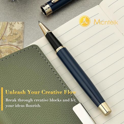317 رولربال - قلم طلاء أزرق فاخر مذهل مع لمسة نهائية من الذهب عيار 24 قيراط، عبوة حبر شميدت الأسود، مجموعة هدايا فاخرة للرجال والنساء، احترافية، مكتب تنفيذي للتخرج، أقلام كلاسيكية لطيفة in Kuwait