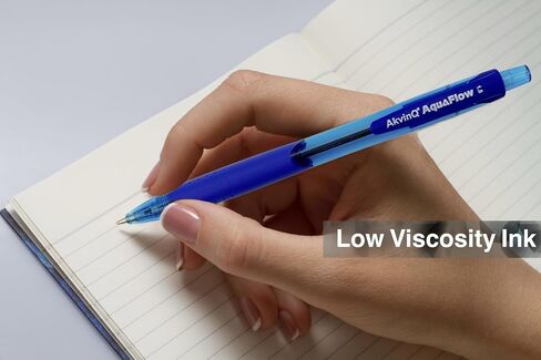 AKVINQ® AquaFlow Retractable Ballpoint Pen – 12 Blue Ink Pens | 1.0mm Medium Tip | Low-Viscosity Smooth Ink | Ergonomic Rubber Grip | Smudge-Free | Transparent Barrel | Office & School Writing in Saudi Arabia