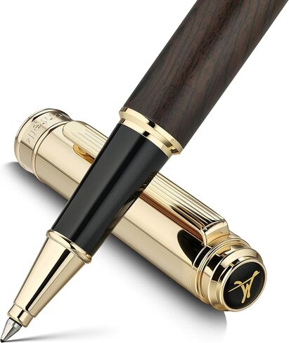 316 Luxury Journaling Pen, Nice Natural Wood for Writing, 24K Gold Accents, Schmidt refill, Fancy Rollerball, Wooden Gift Set for Men & Women, Executive & Graduation Work Christmas Pens-Blackwood in Saudi Arabia