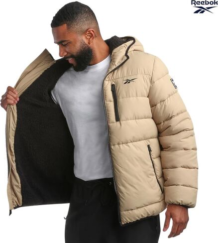 Reebok Mens Winter Jacket - Heavyweight Sherpa Lined Puffer Parka Mens Winter Coat - Insulated Quilted Ski Jacket for Men in Saudi Arabia