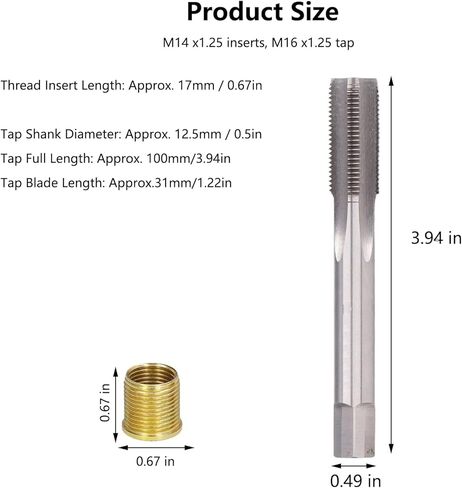 طقم إصلاح خيط شمعة الإشعال، M14×1.25 إدراجات وM16×1.25 صنبور مجموعة إعادة شمعات الإشعال، مجموعة أدوات إصلاح خيط الفولاذ المقاوم للصدأ لمولدات محركات البنزين للسيارات in Kuwait