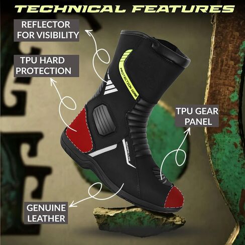 Men’s Motorcycle Boots – Waterproof Leather Biker Riding Shoes with CE Armour, Anti-Slip Sole & Breathable Lining in Saudi Arabia