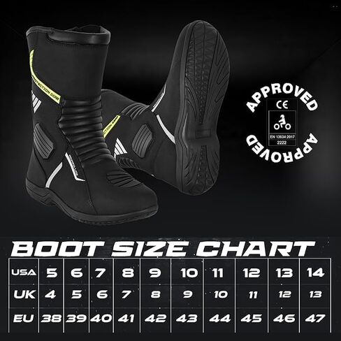 Men’s Motorcycle Boots – Waterproof Leather Biker Riding Shoes with CE Armour, Anti-Slip Sole & Breathable Lining in Saudi Arabia