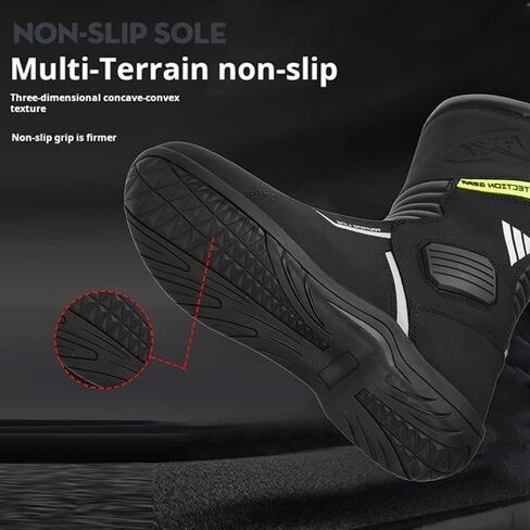Men’s Motorcycle Boots – Waterproof Leather Biker Riding Shoes with CE Armour, Anti-Slip Sole & Breathable Lining in Saudi Arabia