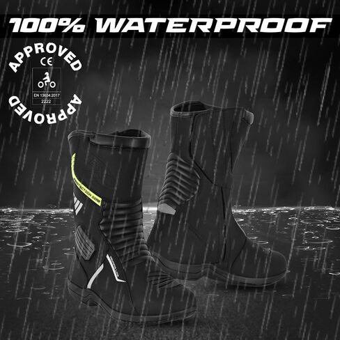 Men’s Motorcycle Boots – Waterproof Leather Biker Riding Shoes with CE Armour, Anti-Slip Sole & Breathable Lining in Saudi Arabia