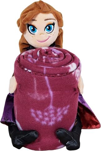Disney Frozen Throw Blanket and Plushie Bundle - Anna Kids and Teens Blanket, Plush Doll, Stickers, Activity Book, More for Girls | Disney Frozen Blanket Size 40" x 50" in Saudi Arabia