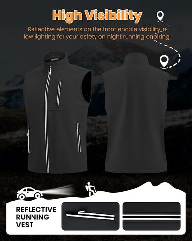 Wulful للرجال مقاوم للرياح خفيفة الوزن ملابس غولف ملابس خارجية مع جيوب ، سترة Softshell بلا أكمام للسفر المشي لمسافات طويلة الجري in Saudi Arabia