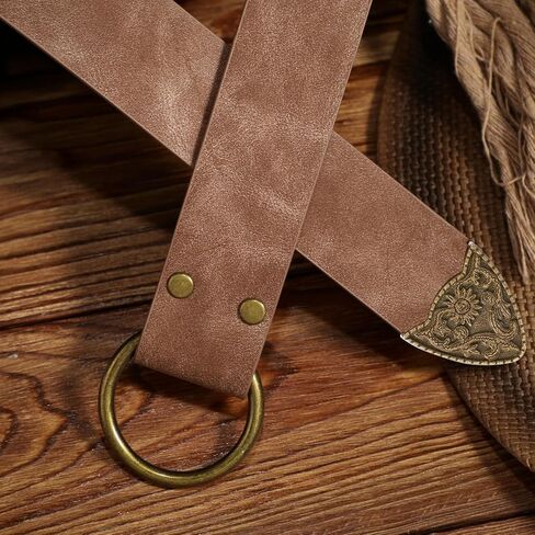 XZQTIVE Medieval Viking Belt for Men Embossed Leather Renaissance Knight Belt O Ring Costume Belts in Kuwait