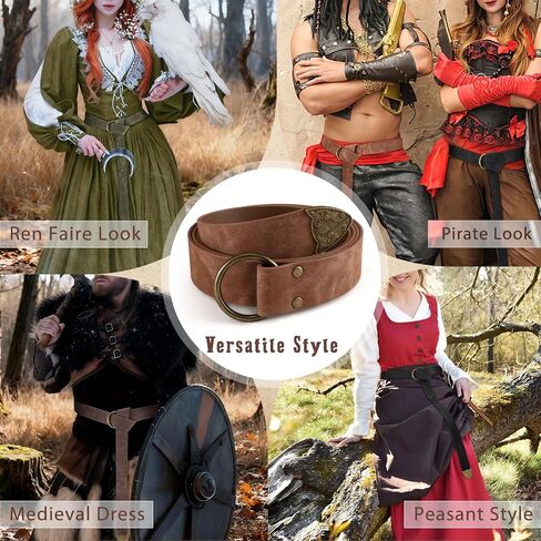 XZQTIVE Medieval Viking Belt for Men Embossed Leather Renaissance Knight Belt O Ring Costume Belts in Kuwait