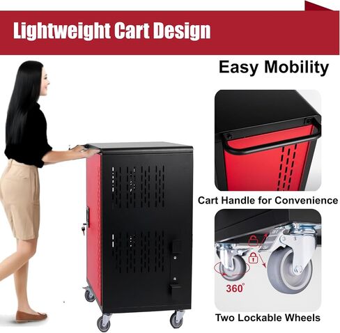 32 Device Mobile Charging Station for Laptops/Tablets/iPads/Chromebooks,32 Bay Lockable Charging Cabinet with Cable Management & Power Strip Included, School Charging Storage Carts,Easy Assembly in Saudi Arabia
