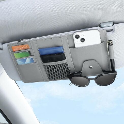 Boao 2 Packs Car Sun Visor Organizer ، حاملي النظارات الشمسية للسيارة Sun Visor Pu Auto Interior Idavory حامل مستندات السفر مع جيب متعدد (رمادي ، 12.2 × 6.1 بوصة) in Saudi Arabia