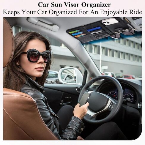 Boao 2 Packs Car Sun Visor Organizer ، حاملي النظارات الشمسية للسيارة Sun Visor Pu Auto Interior Idavory حامل مستندات السفر مع جيب متعدد (رمادي ، 12.2 × 6.1 بوصة) in Saudi Arabia