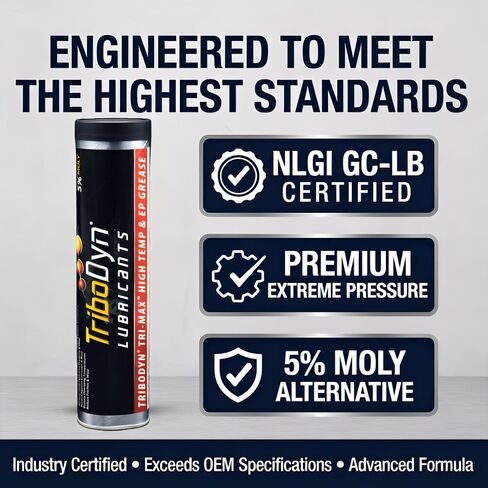 شحم Tri-Max High Temp EP - 600 درجة فهرنهايت، NLGI GC-LB، بديل مولي 5%، مادة تشحيم سيراميك للسيارات والبناء والاستخدام الصناعي (خرطوشة 14 أونصة) in Kuwait