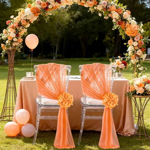 Soardream Cairs Chair for Wedding: 16 قطعة غطاء كرسي الكنيسة الشفافة مع الكوبية الاصطناعية لزخارف المأدبة الحفلات in Kuwait