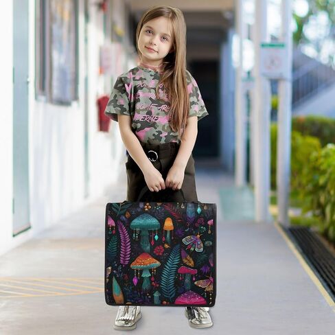 3 D-Ring Zipper Binder Bag, Witch Mushroom Black Background Pattern Removable Binder with Zipper Case Hold 300+ Sheets& 13 Inch Laptop for School Office Supplies Organizer in Saudi Arabia