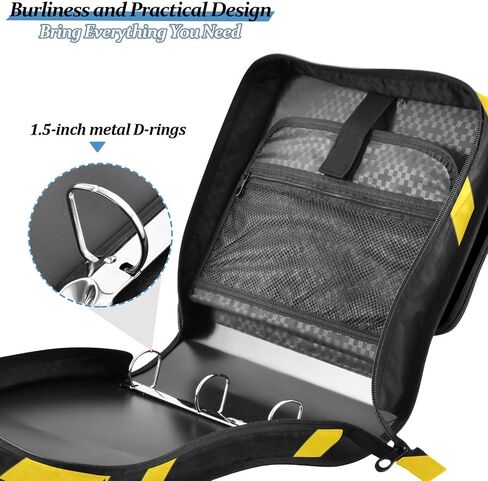 3 D-Ring Zipper Binder Bag, Witch Mushroom Black Background Pattern Removable Binder with Zipper Case Hold 300+ Sheets& 13 Inch Laptop for School Office Supplies Organizer in Saudi Arabia