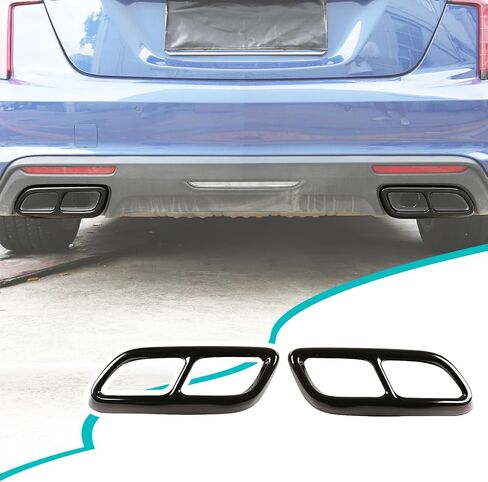 Tailpipe Exhaust Muffler Tail Pipe Cover Trim Decal Exterior Accessories Compatible with Cadillac CT4 CT5 2020-2023 3-2024 Cadillac CT6 Tail Pipe Trim (Black,Style B) in Saudi Arabia