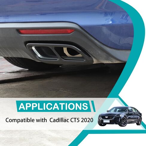 Tailpipe Exhaust Muffler Tail Pipe Cover Trim Decal Exterior Accessories Compatible with Cadillac CT4 CT5 2020-2023 3-2024 Cadillac CT6 Tail Pipe Trim (Black,Style B) in Saudi Arabia