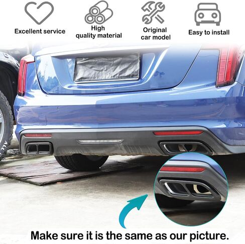 Tailpipe Exhaust Muffler Tail Pipe Cover Trim Decal Exterior Accessories Compatible with Cadillac CT4 CT5 2020-2023 3-2024 Cadillac CT6 Tail Pipe Trim (Black,Style B) in Saudi Arabia