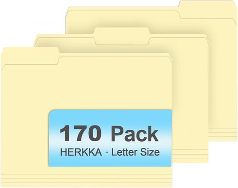 مجلدات مانيلا، HERKKA 170 حزمة 1/3 مجلدات ملفات تبويب مقطوعة، مجلدات مانيلا 8.5 × 11 مصممة للاستخدام في المكتب والفصول الدراسية، حجم الحروف in Saudi Arabia