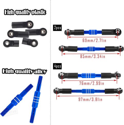 RC Turnbuckles Camber Links Upgrades Part for 1/10 Big Rock V3 3S BLX / 1/8 Typhon 3S BLX/Mega 550,Aluminum Turnbuckles Camber Links Hops Up,Navy Blue (not for Big Rock V1/V2) in Saudi Arabia