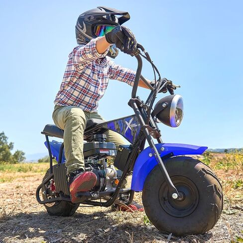 XtremepowerUS Mini Bike 4-Stroke Gas Prowered Off Road Trail Bike Dirt Mini Motorcycle Ride on 99cc 3.5HP Blue (Black) in Saudi Arabia