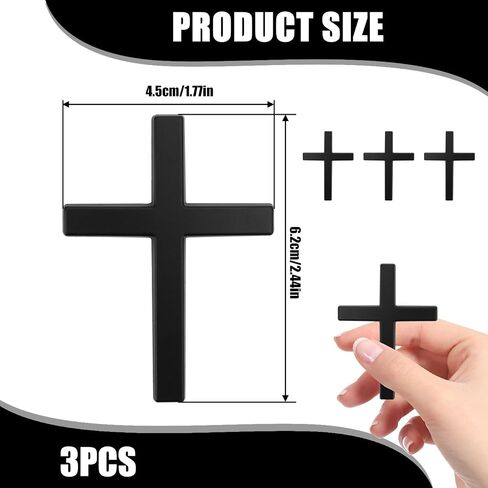 3 Pcs Metal Jesus Christian Badge Stickers, 3D Alloy Cross Emblems for Car, Self-Adhesive Scratch-Resistant Decals for Truck & SUV, Ideal for Thanksgiving & Christmas Day (Black) in Kuwait