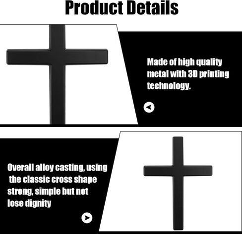 3 Pcs Metal Jesus Christian Badge Stickers, 3D Alloy Cross Emblems for Car, Self-Adhesive Scratch-Resistant Decals for Truck & SUV, Ideal for Thanksgiving & Christmas Day (Black) in Kuwait