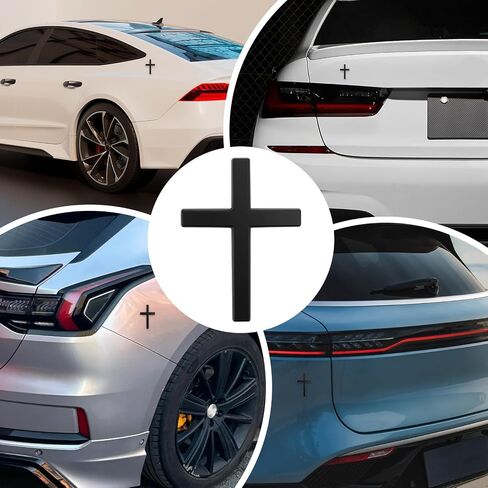 3 Pcs Metal Jesus Christian Badge Stickers, 3D Alloy Cross Emblems for Car, Self-Adhesive Scratch-Resistant Decals for Truck & SUV, Ideal for Thanksgiving & Christmas Day (Black) in Kuwait