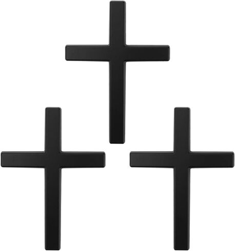 3 Pcs Metal Jesus Christian Badge Stickers, 3D Alloy Cross Emblems for Car, Self-Adhesive Scratch-Resistant Decals for Truck & SUV, Ideal for Thanksgiving & Christmas Day (Black) in Kuwait