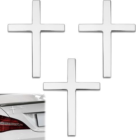 3 Pcs Metal Jesus Christian Badge Stickers, 3D Alloy Cross Emblems for Car, Self-Adhesive Scratch-Resistant Decals for Truck & SUV, Ideal for Thanksgiving & Christmas Day (Black) in Kuwait