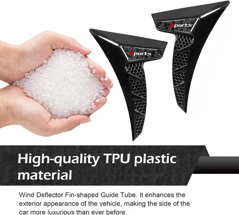 قطعتان من فتحات جانبية لحاجز السيارة، شبكة فتحة تدفق الهواء الجانبية من مادة TPU Shark Gill مع شعار رياضي، أغطية فتحات تهوية شخصية رائعة، ديكورات خارجية ذاتية اللصق للسيارات (أسود) in Kuwait