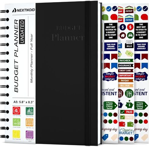 Budget Planner and Monthly Bill Organizer - Financial Planner Organizer Budget Book with Sticker Sheets - Bill Tracker Notebook | Budgeting Book with Debt, Saving and Expense Trackers - A5 in Kuwait