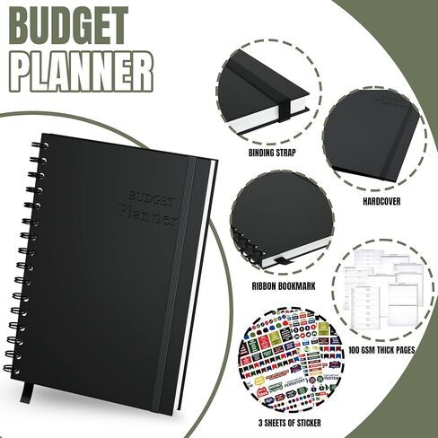 Budget Planner and Monthly Bill Organizer - Financial Planner Organizer Budget Book with Sticker Sheets - Bill Tracker Notebook | Budgeting Book with Debt, Saving and Expense Trackers - A5 in Kuwait