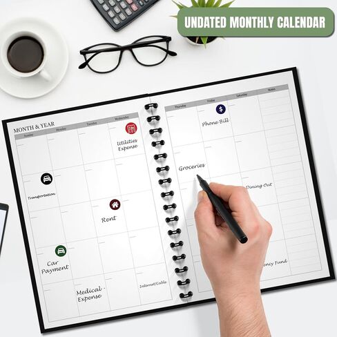 Budget Planner and Monthly Bill Organizer - Financial Planner Organizer Budget Book with Sticker Sheets - Bill Tracker Notebook | Budgeting Book with Debt, Saving and Expense Trackers - A5 in Kuwait