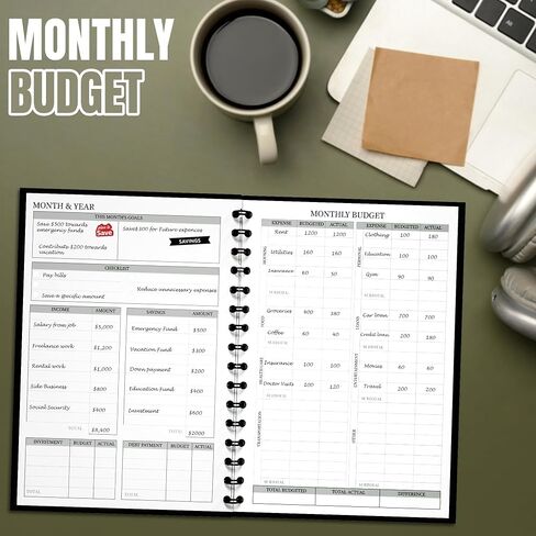 Budget Planner and Monthly Bill Organizer - Financial Planner Organizer Budget Book with Sticker Sheets - Bill Tracker Notebook | Budgeting Book with Debt, Saving and Expense Trackers - A5 in Kuwait