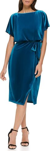 Kensie Women's Short Sleeve Tie Tie Weist Midi Dress in Saudi Arabia